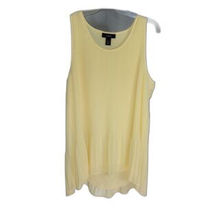 NWT Alfani Urban Botanical Yellow Sleeveless Pleated Blouse Tank Top Sz 8
